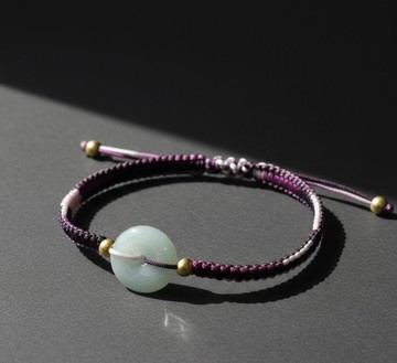 【願‧平安】冰種翡翠平安扣編織手鍊 | 天然緬甸翡翠A貨 | 送禮