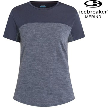 Icebreaker Sphere III Cool-Lite 女款 美麗諾羊毛排汗衣/圓領短袖上衣 色塊拼接-125 0A56XY 00N 鐵灰/藍灰
