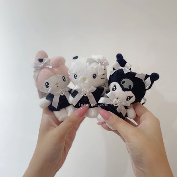 SANRIO 三麗鷗 小香風系列 黑色禮服 黑色愛心 毛絨吊飾