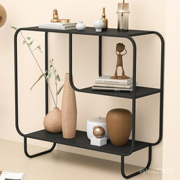 【優選百貨】家具北歐簡易落地置物架沙發後展示鐵藝書架ins置物架客廳多層白色收納架ins家具置物架 收納櫃 木架 儲物架