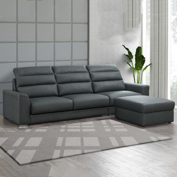 【MUNA】奧斯卡灰色貓抓皮L型沙發