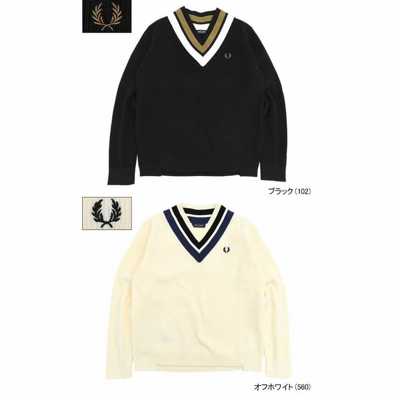 フレッドペリー セーター FRED PERRY メンズ ストライプド Vネック ( K4536 Striped V-Neck Sweater ニット  トップス ) | LINEブランドカタログ