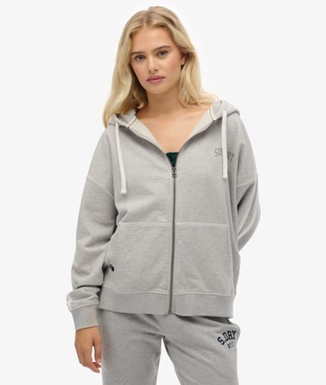 Superdry Women's Athletic Essentials Relaxed Zip Hoodie Light Grey Size: 12
