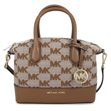 MICHAEL KORS 金字緹花LOGO水餃兩用包(駝色)
