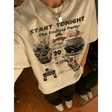 花灰色美式復古重磅t恤男夏季古著七分袖歐美潮牌做舊短袖【木屋雜貨】