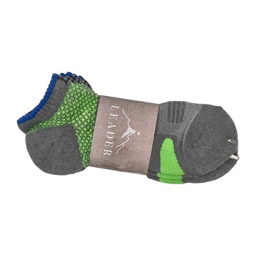 Wild Peak 野峰 壓力運動機能踝襪 3雙入 - 70%棉 台灣製  M  灰色 + 綠色 + 藍色  1組