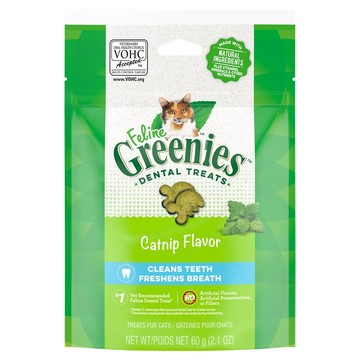 贈品【Greenies健綠】貓咪潔牙餅 舒壓貓薄荷 2.1oz(完全贈品)