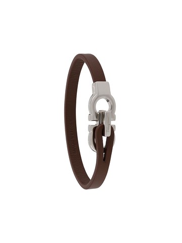Ferragamo - Gancini slim bracelet - men - Calf Leather/Brass - One Size - Brown