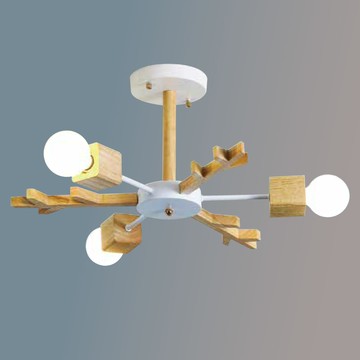 E27 原木造型半吸頂燈 36-60383