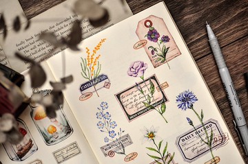 植物圖鑑紙膠帶/採集/標本/拼貼/手帳/3.5cm