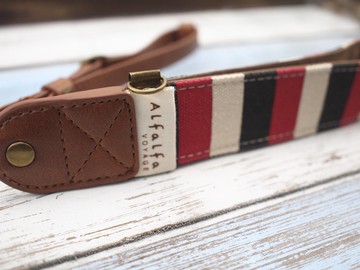 旅行相機手帶/手腕帶(法國風條紋/黑紅白條紋)