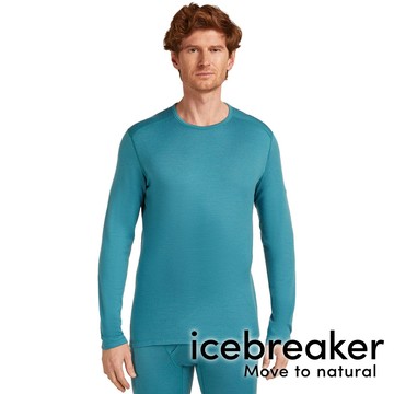 【icebreaker】男Tech羊毛圓領長袖上衣-BF260『湖水藍』104371 戶外 露營 登山 健行 休閒 時尚 羊毛 長袖 上衣