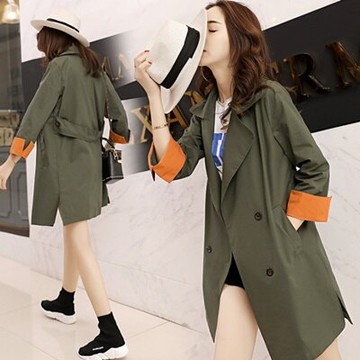 風衣外套輕薄長版大衣-韓版時尚帥氣翻領女外套4色73oo3【獨家進口】【米蘭精品】