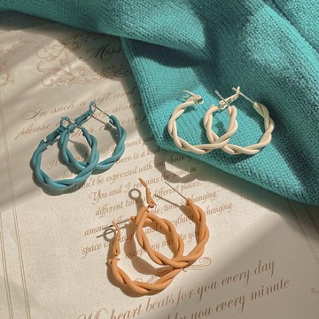 圓圈麻花耳圈女個性輕奢小眾設計感耳環年新款時尚百搭耳飾