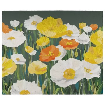 喬木居家 復古油畫花朵絲圈耐磨地墊 80 x 50cm 五彩花 防滑  1個