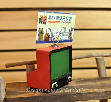 日本Zakka鄉村風仿舊電視造型便條夾/名片夾/黑板《2用喔》★可夾照片喔★