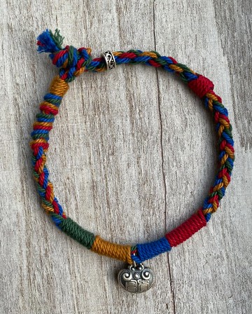 手搓棉繩系列 富貴平安鎖編織手鍊 純銀吊飾