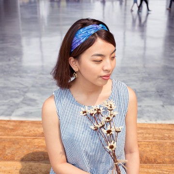 星夜 / 藍 紫 / 寬版 鬆緊手工髮帶