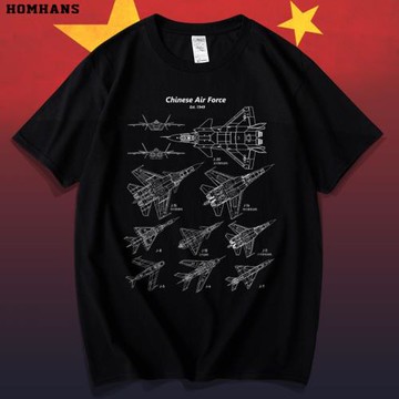 中國歷代戰斗機殲16殲20軍事科普軍迷周邊衣服印花短袖T恤寬松男