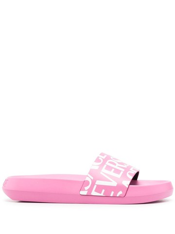 Versace - logo-print slides - women - Rubber/Rubber/Calf Leather - 36 - Pink