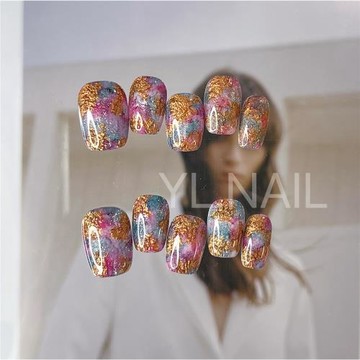 【YL.NAIL桃花醉】純手工甲片小紅書ins小眾暈染紋理唐頓穿戴甲