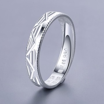 男士戒指999純銀個性潮男活口可調節單身戒窄面內福字銀指環尾戒