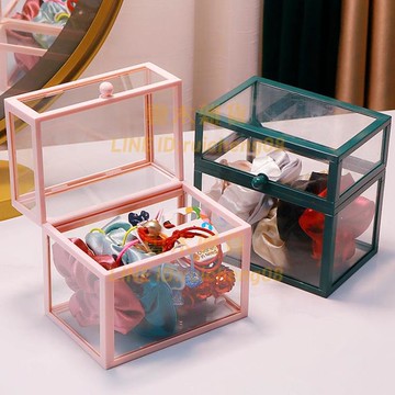 收納盒桌面大容量發夾皮筋頭繩飾品女孩首飾玻璃盒子【雲木雜貨】