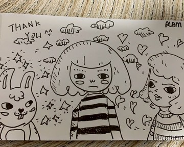 達達主義三人組手繪明信卡賀卡