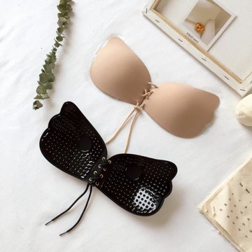 硅膠隱形無肩帶文胸聚攏露背內衣胸貼防滑上托乳貼