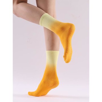 大碼圓頭漸變色瑜伽襪子防滑專業男女中筒純棉健身跳操運動地板襪