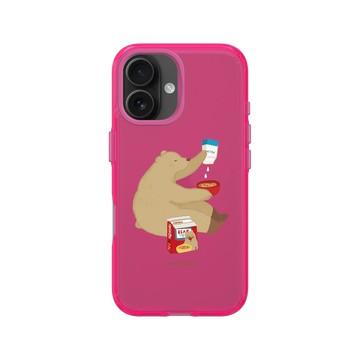 iPhone 16 Clear 粉漾桃 - 咻咻熊 XiuXiubear - 營養熊麥片