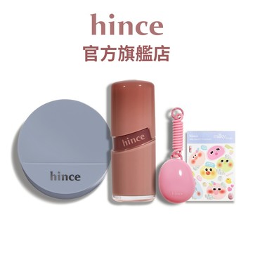 【hince】水感柔嫩組(柔霧氣墊+冰透唇釉) | 水潤、持久、亮采 | 官方旗艦店