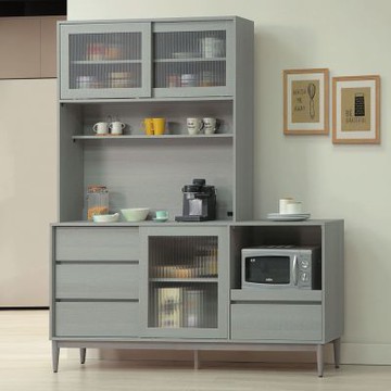 文創集 維亞6尺推門拉盤高餐櫃組合-179x40x209cm免組