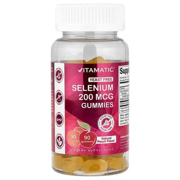Vitamatic, 硒軟糖，無糖，天然蜜桃味，200 微克，90 粒軟糖