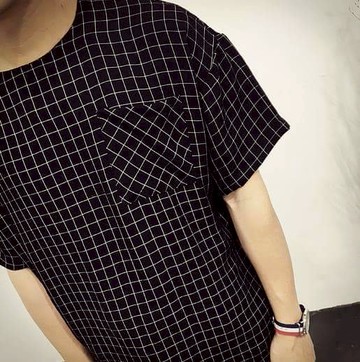 落肩 質感男 格子上衣 韓國貨