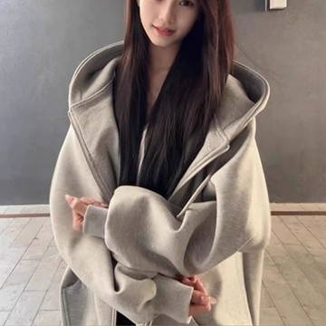 【慵懶風純色氣質減齡】連帽袖子外套女 寬鬆百搭休閒新款上衣 韓版外套 千金風 簡約 女外套 薄外套 連帽外套 韓版 袖子