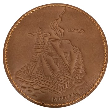 Naturehike 挪客 皮質圖案杯墊 NH22YW022 植鞣革材質  圖案A 深棕色  10cm  1個