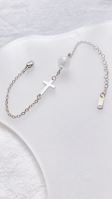 【Cinnamonmon 希娜夢夢 香氛飾品】十字 精油手鍊 銀 | 聖誕禮盒