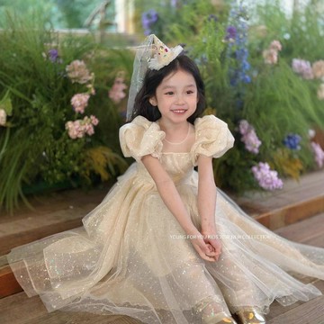 🍭臺灣出貨🍭女童夏裝連衣裙2026新款兒童蓬蓬紗公主裙洋氣小女孩夏天裙子夏季