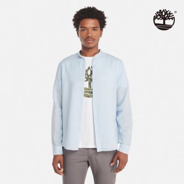 Timberland官方旗艦 男款淡藍色亞麻長袖襯衫|A2PWZ940