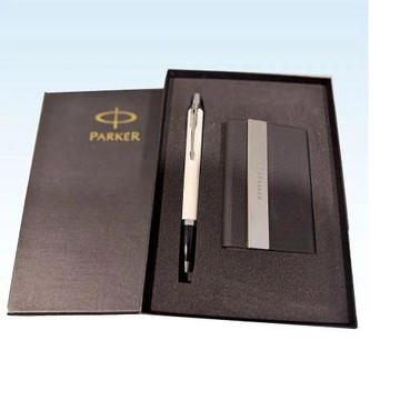 PARKER 派克 新IM系列 白桿白夾原子筆+磁性名片盒禮盒組