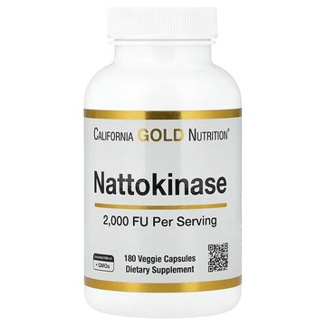 California Gold Nutrition, 納豆激酶，蛋白水解酶，2,000 FU，180 粒素食膠囊