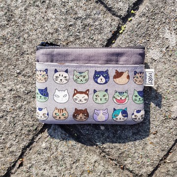 【小花貓-灰(灰)】 零錢包 手拿包 隨身包 拉鏈袋 聖誕交換禮物