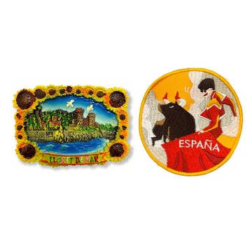 造型布貼＋磁鐵【2件組】 西班牙濱海略雷特造型磁鐵＋西班牙鬥牛背膠補丁 旅遊磁鐵 紀念磁鐵 _廠商直送