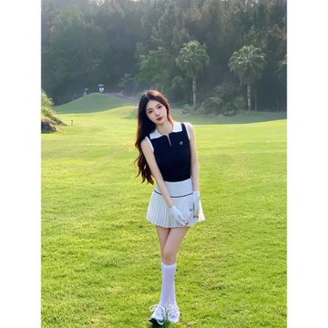 老錢風高爾夫女裝韓國秋冬polo衫上衣顯瘦golf網球服短裙運動套裝