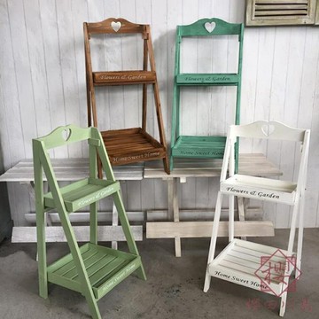 復古實木花架落地式多層方形置物架子幾階梯【櫻田川島】