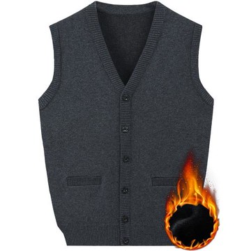 爸爸羊毛針織開衫毛衣男士背心馬甲薄款加厚中老年男裝爺爺春秋季