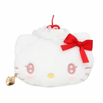 小禮堂 Sanrio 三麗鷗 粧美堂 Hello Kitty 絨毛造型零錢包 (櫻桃鮮奶油)