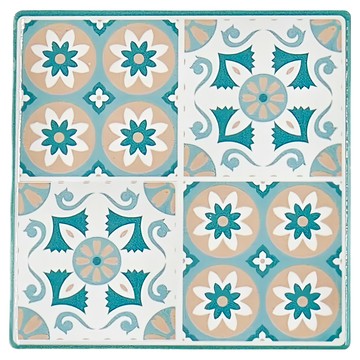 KitchenCraft 石陶杯墊 軟木防滑  9.3 x 9.3cm  四格青花  1個