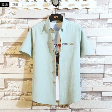 夏季新款亞麻短袖襯衫男韓版潮流男式棉麻襯衣男士休閑百搭寸衣潮